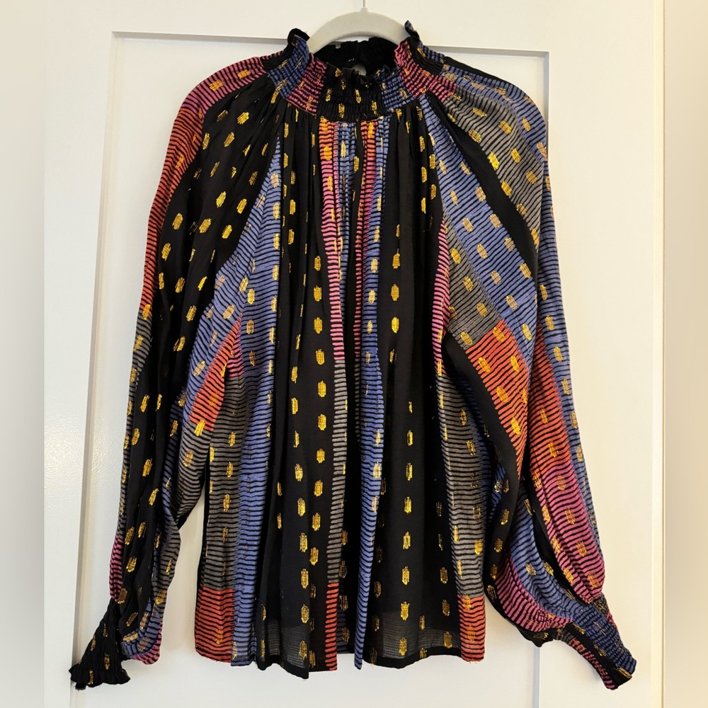 Tuckernuck Oliphant Domino Multicolor High Neck Blouse